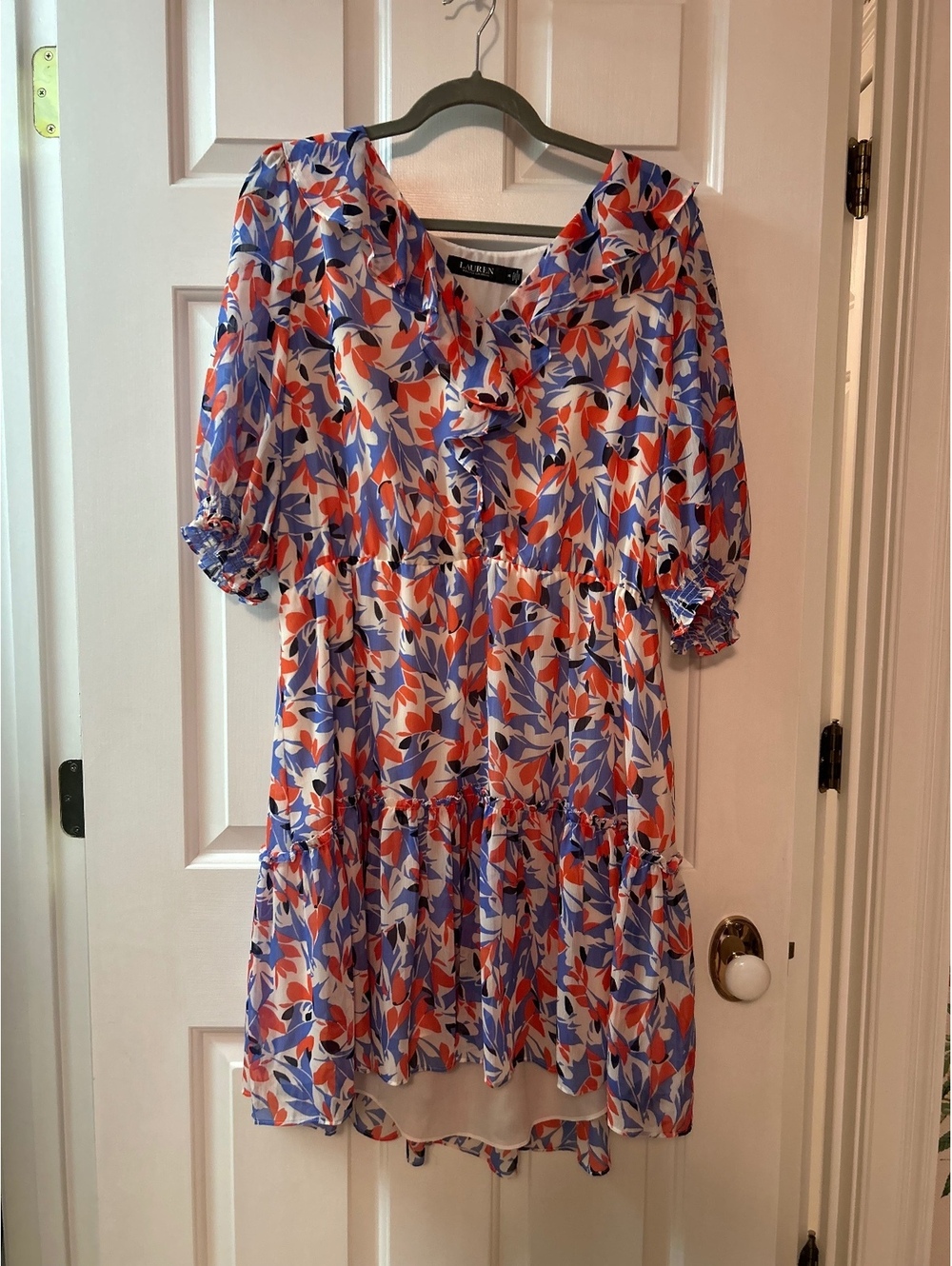 Lauren Ralph Lauren Floral Print Ruffle Dress Size 14